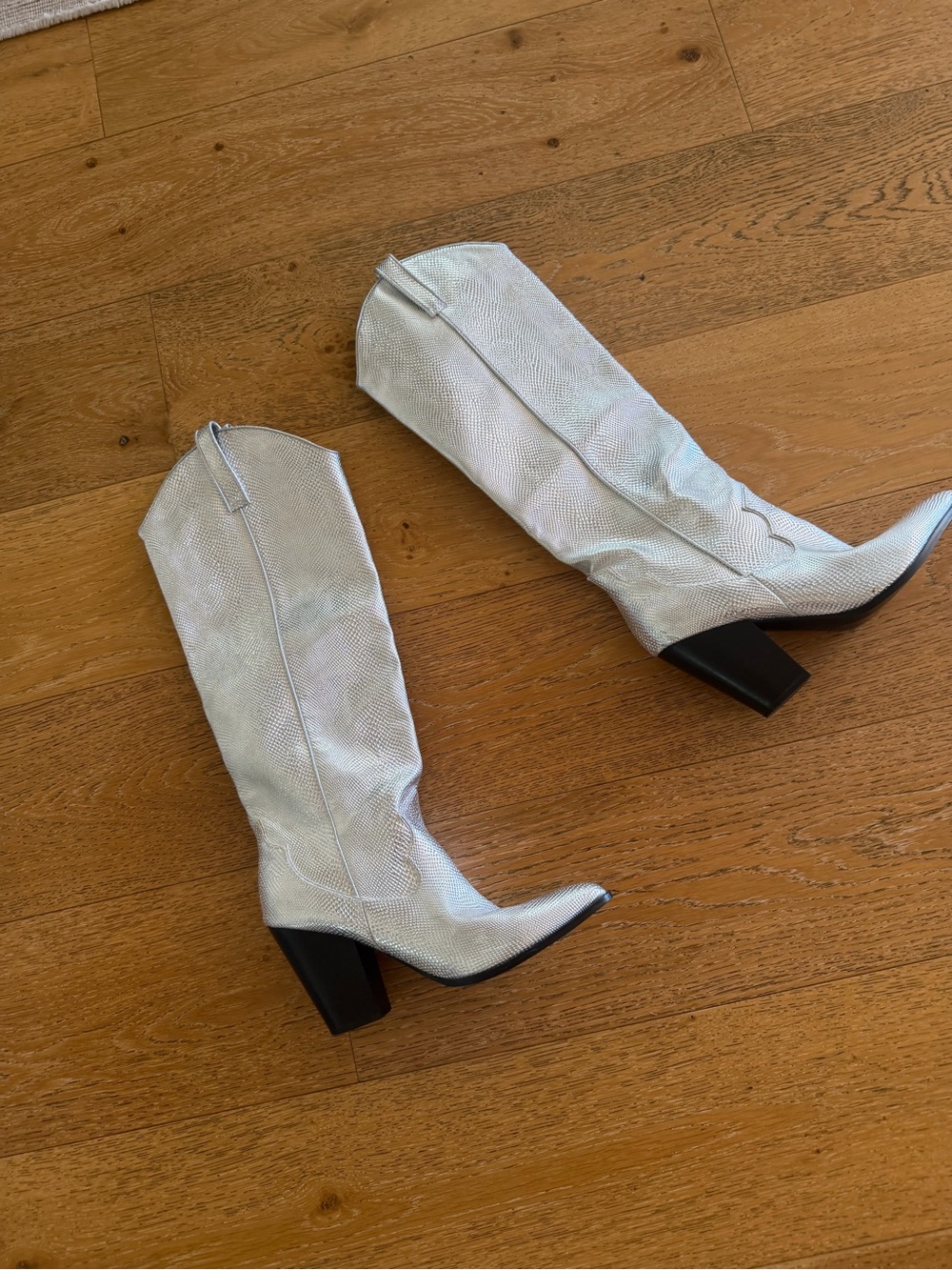 Steve Madden Silver Iridescent Heeled Western Boots